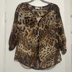 New York & Company sheer leopard blouse